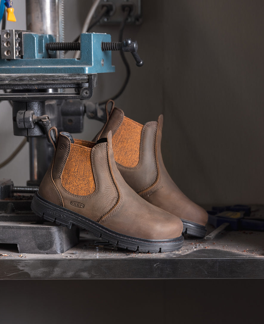 Women's San Jose Chelsea 90° Heel Boot (Aluminum Toe) | Cascade Brown/Black - Image 9